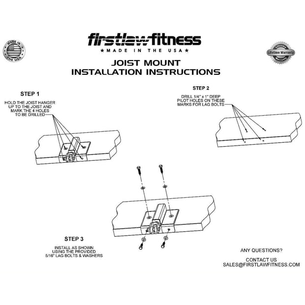 Firstlaw Fitness Heavy Bag Joist Mount - 200lb